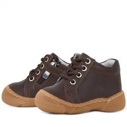 Anatomik Yumuşak Hakiki Deri Fermuarlı Kahve Bebek Bot Ayakkabı