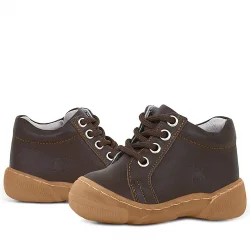 Anatomik Yumuşak Hakiki Deri Fermuarlı Kahve Bebek Bot Ayakkabı