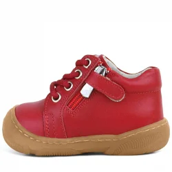 Anatomik Yumuşak Hakiki Deri Fermuarlı Kırmızı Bebek Bot Ayakkabı