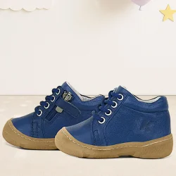 Anatomik Yumuşak Hakiki Deri Fermuarlı Lacivert Bebek Bot Ayakkabı
