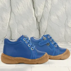 Anatomik Yumuşak Hakiki Deri Fermuarlı Lacivert Mavi Bebek Bot Ayakkabı