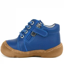 Anatomik Yumuşak Hakiki Deri Fermuarlı Lacivert Mavi Bebek Bot Ayakkabı