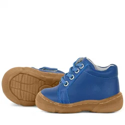 Anatomik Yumuşak Hakiki Deri Fermuarlı Lacivert Mavi Bebek Bot Ayakkabı