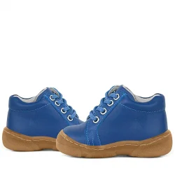 Anatomik Yumuşak Hakiki Deri Fermuarlı Lacivert Mavi Bebek Bot Ayakkabı