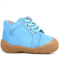 Anatomik Yumuşak Hakiki Deri Fermuarlı Mavi Bebek Bot Ayakkabı