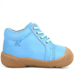 Anatomik Yumuşak Hakiki Deri Fermuarlı Mavi Bebek Bot Ayakkabı