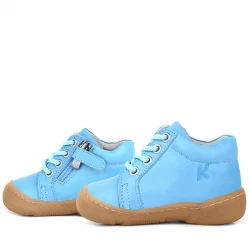 Anatomik Yumuşak Hakiki Deri Fermuarlı Mavi Bebek Bot Ayakkabı