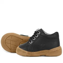 Anatomik Yumuşak Hakiki Deri Fermuarlı Siyah Bebek Bot Ayakkabı