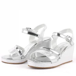Aurora Gümüş Kız Çocuk Dolgu Topuklu Ayakkabı