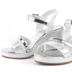 Aurora Gümüş Kız Çocuk Dolgu Topuklu Ayakkabı