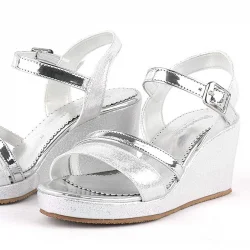 Aurora Gümüş Kız Çocuk Dolgu Topuklu Ayakkabı