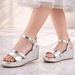 Aurora Gümüş Kız Çocuk Dolgu Topuklu Ayakkabı