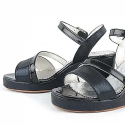 Aurora Siyah Kız Çocuk Dolgu Topuklu Ayakkabı