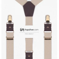 Ayarlanabilir Klipsli Bej Çocuk Kemer Pantolon Askısı