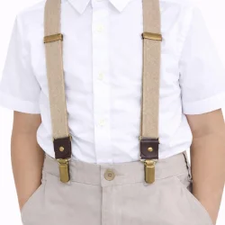 Ayarlanabilir Klipsli Bej Çocuk Kemer Pantolon Askısı