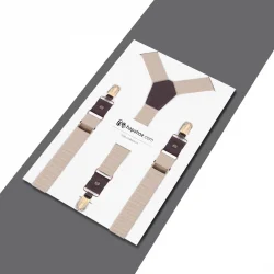 Ayarlanabilir Klipsli Bej Çocuk Kemer Pantolon Askısı