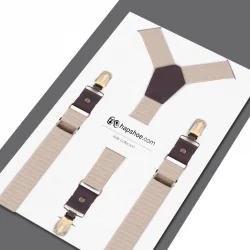 Ayarlanabilir Klipsli Bej Çocuk Kemer Pantolon Askısı