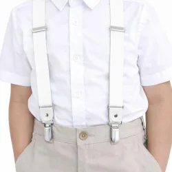 Ayarlanabilir Klipsli Beyaz Çocuk Kemer Pantolon Askısı