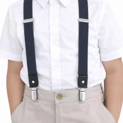 Ayarlanabilir Klipsli Gri Lacivert Çocuk Kemer Pantolon Askısı