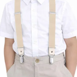 Ayarlanabilir Klipsli Krem Çocuk Kemer Pantolon Askısı