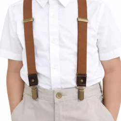 Ayarlanabilir Klipsli Taba Çocuk Kemer Pantolon Askısı