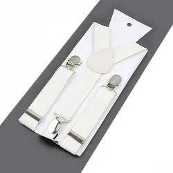 Beyaz Düz 3 Klipsli Elastik Çocuk Kemer Pantolon Askısı