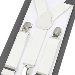 Beyaz Düz 3 Klipsli Elastik Çocuk Kemer Pantolon Askısı