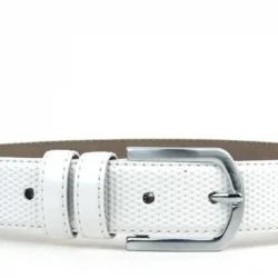 Beyaz Klasik Metal Tokalı Rugan Erkek Çocuk Kemer