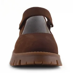 Doğal Gerçek Deri Kahverengi Kız Çocuk Babet Ayakkabı