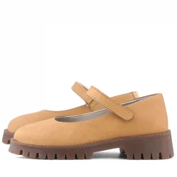 Doğal Gerçek Deri Vizon Kız Çocuk Babet Ayakkabı