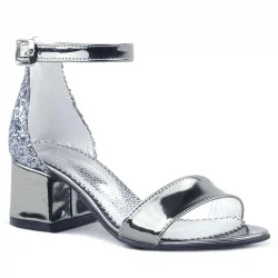 Elsa Platin Aynalı Kalın Topuklu Kız Çocuk Abiye Ayakkabı