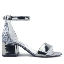 Elsa Platin Aynalı Kalın Topuklu Kız Çocuk Abiye Ayakkabı