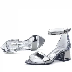 Elsa Platin Aynalı Kalın Topuklu Kız Çocuk Abiye Ayakkabı