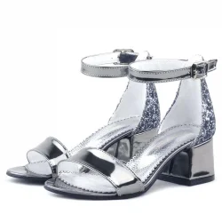 Elsa Platin Aynalı Kalın Topuklu Kız Çocuk Abiye Ayakkabı