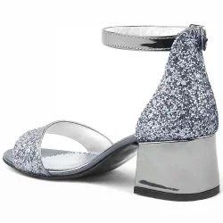 Elsa Platin Simli Kalın Topuklu Kız Çocuk Abiye Ayakkabı