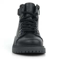 Gerçek Kürklü Hakiki Deri Siyah Bağcıklı Fermuarlı Çocuk Kar Botu