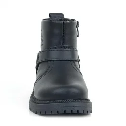 Gerçek Kürklü Hakiki Deri Siyah Fermuarlı Çocuk Bot