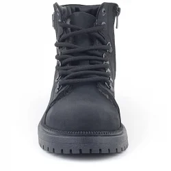 Gerçek Kürklü Hakiki Deri Siyah Nubuk Bağcıklı Fermuarlı Çocuk Kar Botu