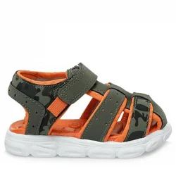 Haki Yeşil Turuncu Bebek Sandalet Ayakkabı