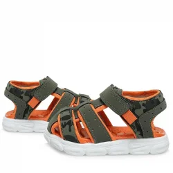 Haki Yeşil Turuncu Bebek Sandalet Ayakkabı