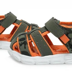Haki Yeşil Turuncu Bebek Sandalet Ayakkabı