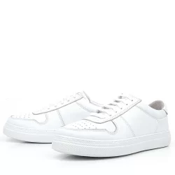 Hakiki Deri Beyaz Günlük Kadın Sneaker Ayakkabı