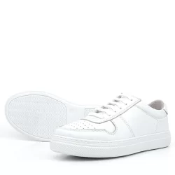 Hakiki Deri Beyaz Günlük Kadın Sneaker Ayakkabı
