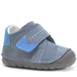 Hakiki Deri Gri Cırtlı Mevsimlik Erkek Bebek Ayakkabı