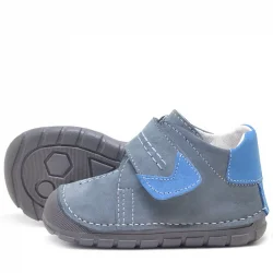 Hakiki Deri Gri Cırtlı Mevsimlik Erkek Bebek Ayakkabı