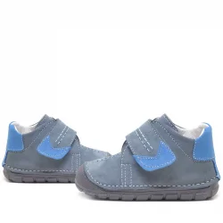 Hakiki Deri Gri Cırtlı Mevsimlik Erkek Bebek Ayakkabı