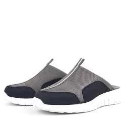 Hakiki Deri Gri Siyah Comfort Spor Terlik