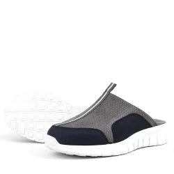 Hakiki Deri Gri Siyah Comfort Spor Terlik