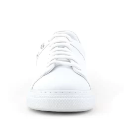 Hakiki Deri Kadın Beyaz Bağcıklı Yıldızlı Sneaker Ayakkabı