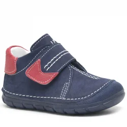 Hakiki Deri Lacivert Cırtlı Mevsimlik Erkek Bebek Ayakkabı